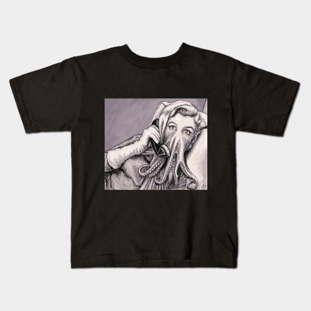 Phone Call of Cthulyn Kids T-Shirt by SlideRulesYou